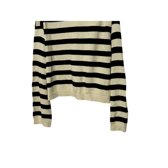 VELVET GRAHAM SPENCER WMNS LARGE ELODIE STRIPE CARDIGAN SWEATER BLACK CREAM NEW - Picture 11 of 14